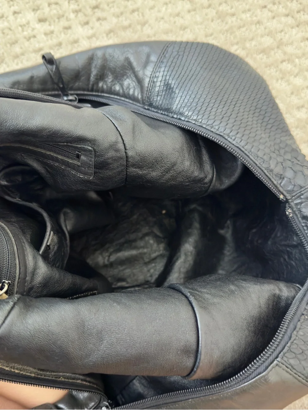 Vintage Comtesse Black Genuine Leather with Genuine Snakeskin Hobo Bag #hobo